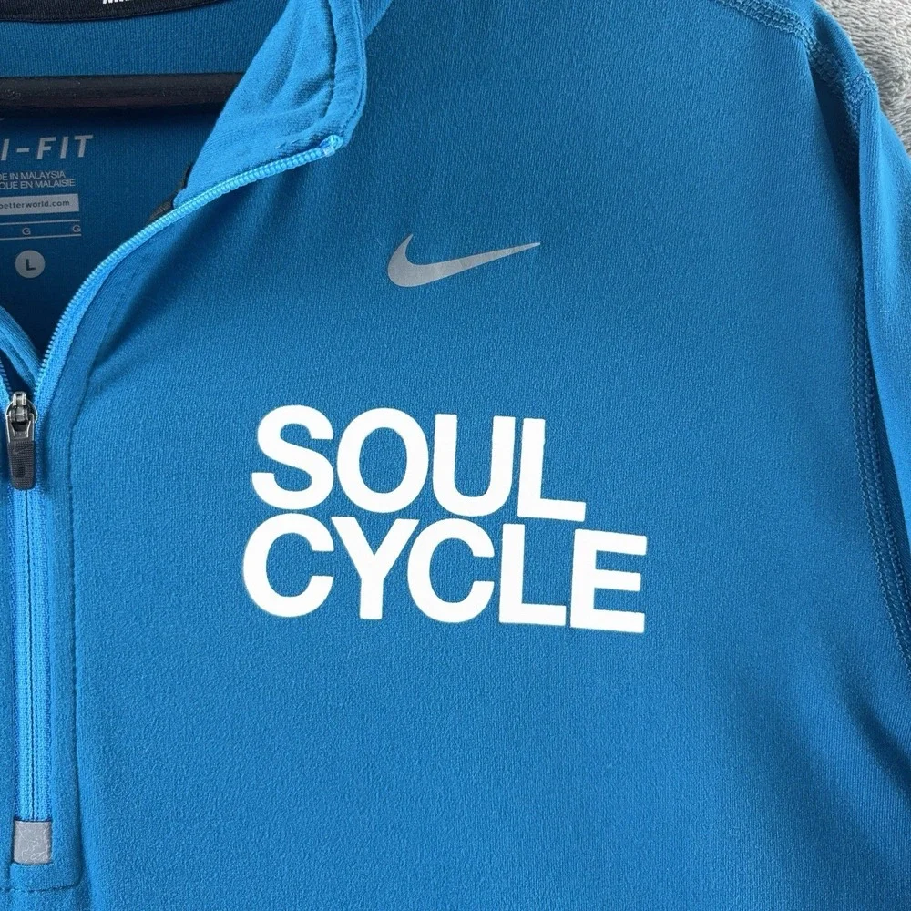 Nike‎ x Soulcycle Quarter Zip Sweater Mens Size Large Blue Long Sleeve